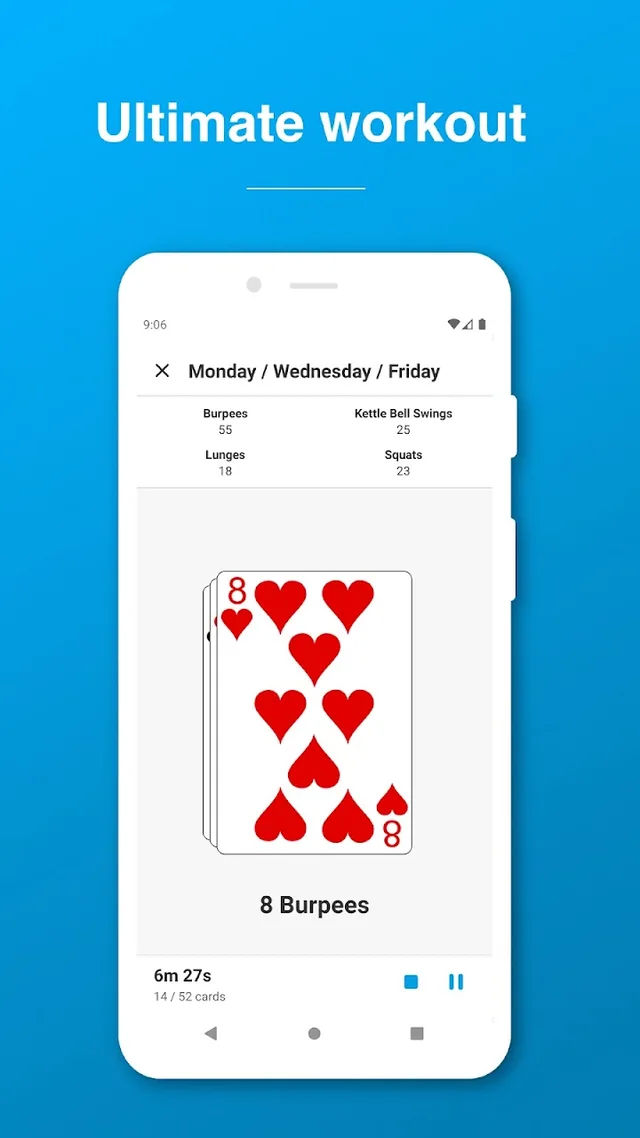 52 Card Workout store preview: a workout in progress.