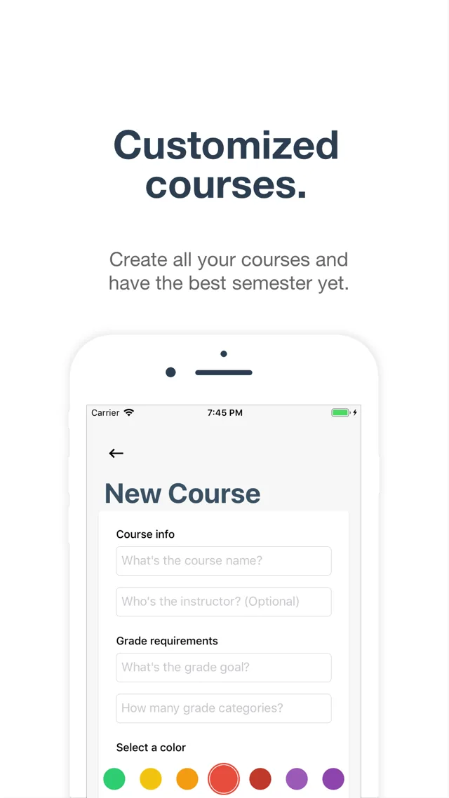 Grade Pal store preview: custom courses.