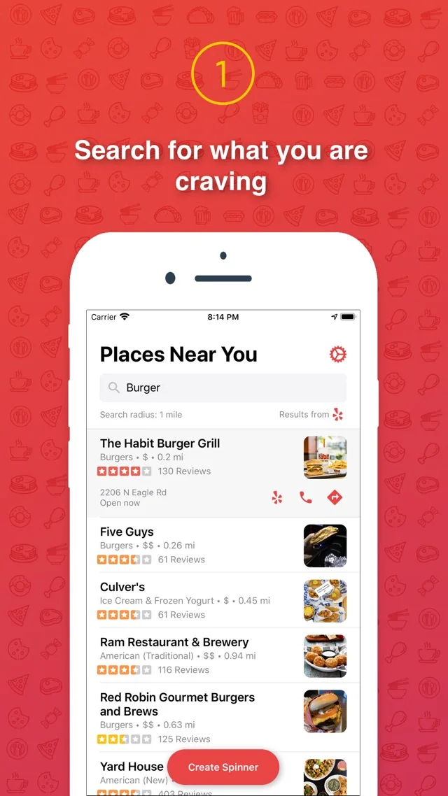 I Don’t Care store preview: find nearby restaurants.