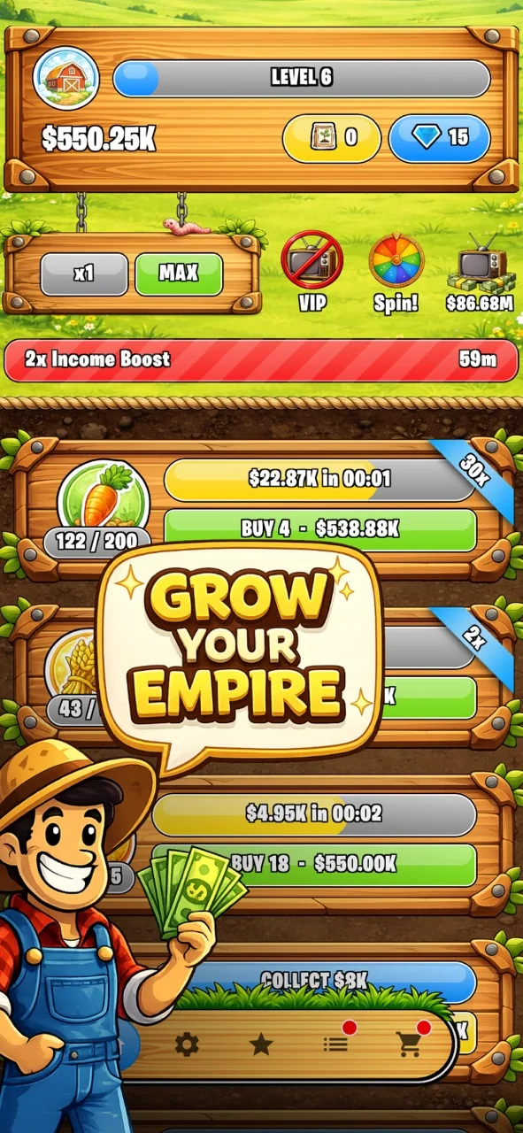 Idle Harvest store preview: grow your harvest.