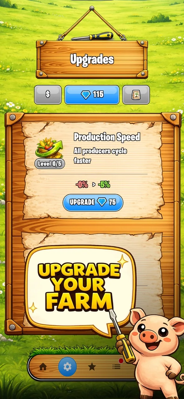 Idle Harvest store preview: upgrade your farm.